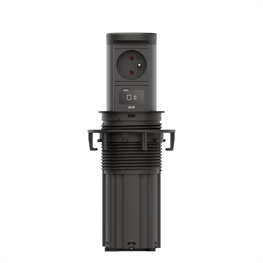 BACHMANN ELEVATOR2 1xUTE 1xUSB C, Wireless Charger 15W RAL9005 2,0 m AEH