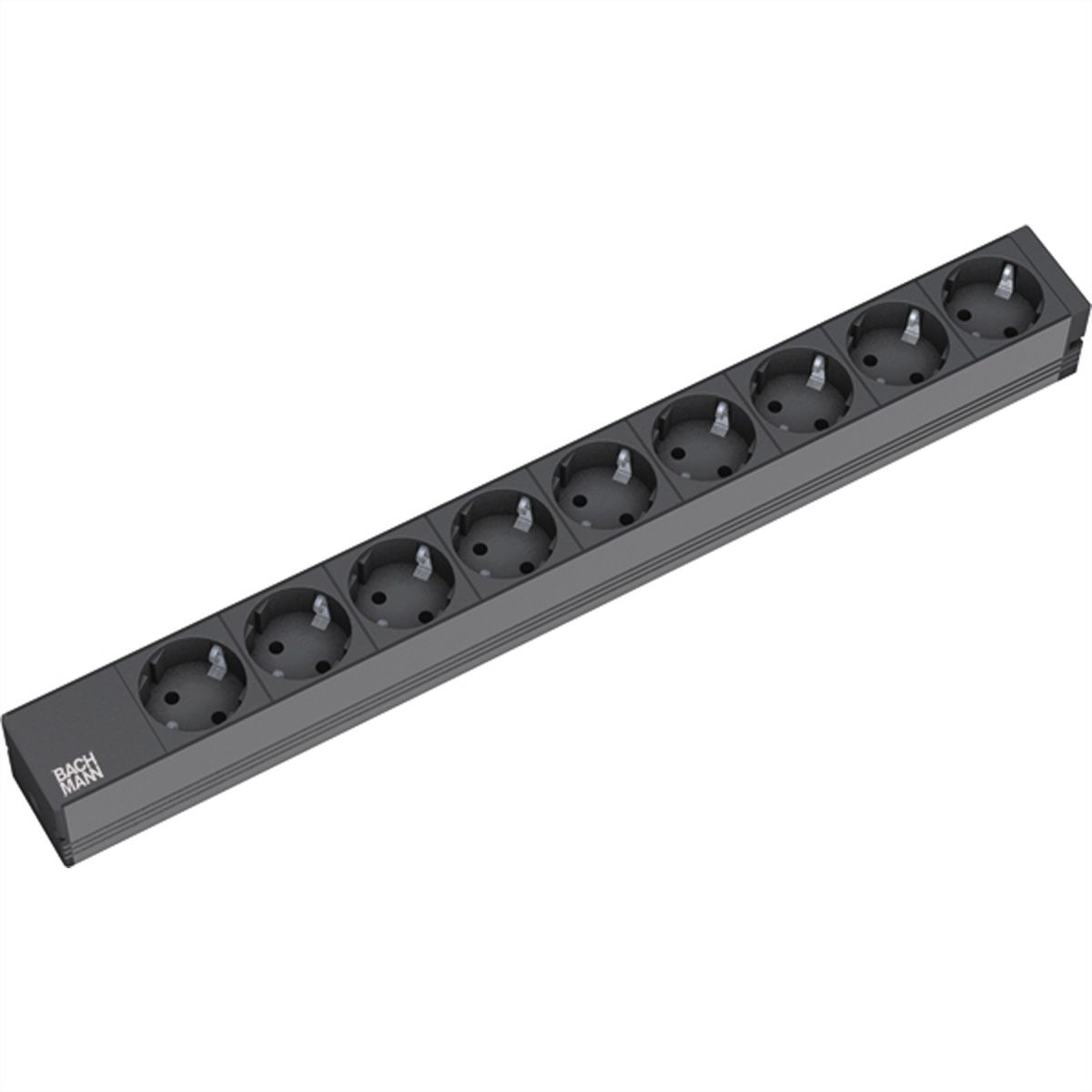 BACHMANN 19" Steckdosenleiste 9fach, ohne Schalter, schwarz, Schutzkontakt