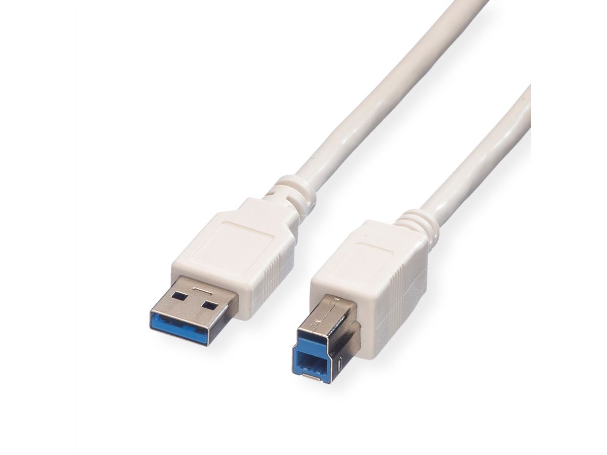 VALUE USB 3.2 Gen 1 Kabel, Typ A-B, weiß, 3 m