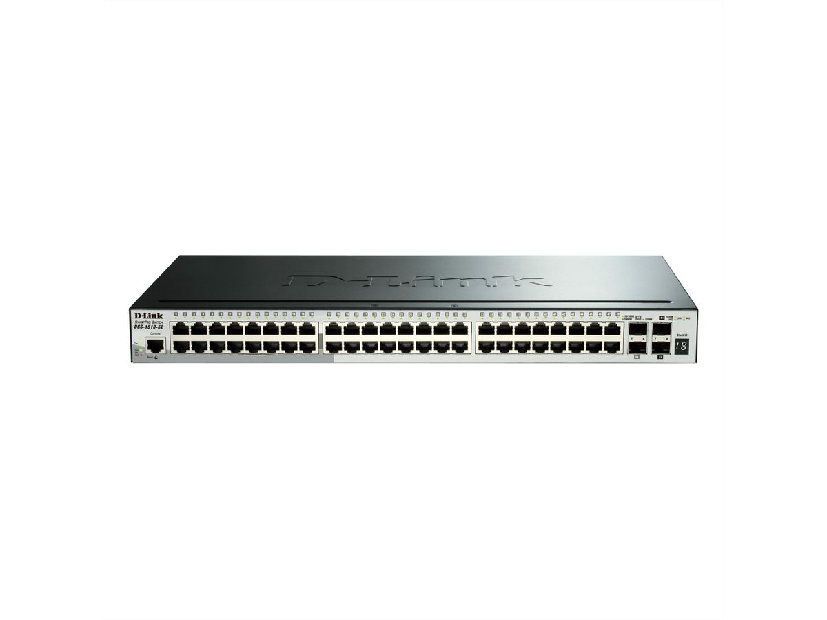 D-Link DGS-1510-52XMP 52-Port PoE+ Smart Managed Gigabit Stack Switch 4x10G