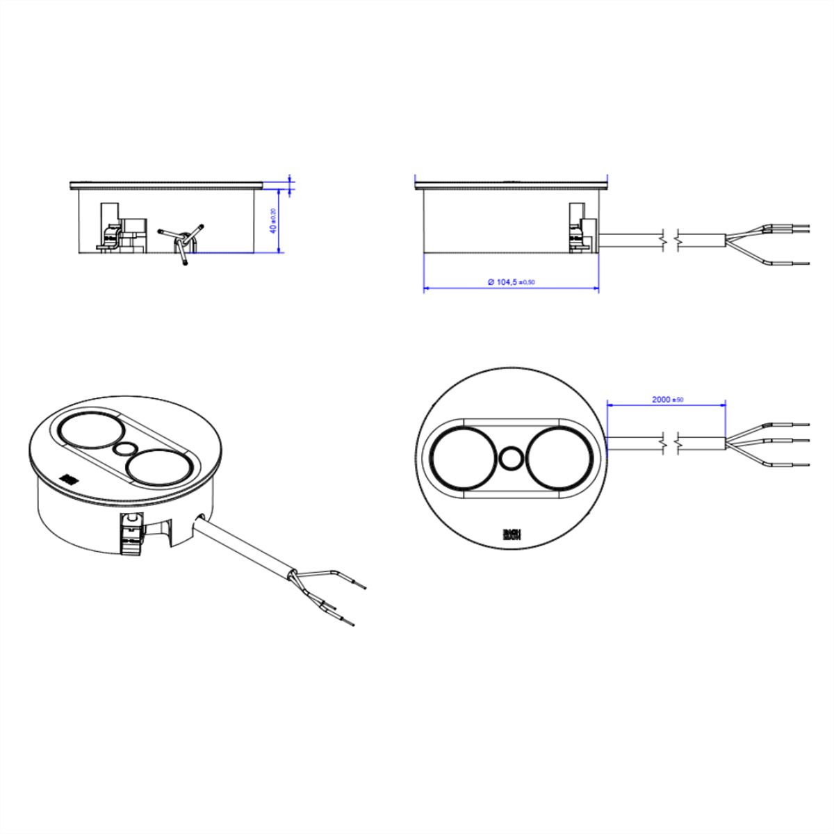 BACHMANN TWIST 2 2xUTE 2,0m AEH RAL9010 30GE rund