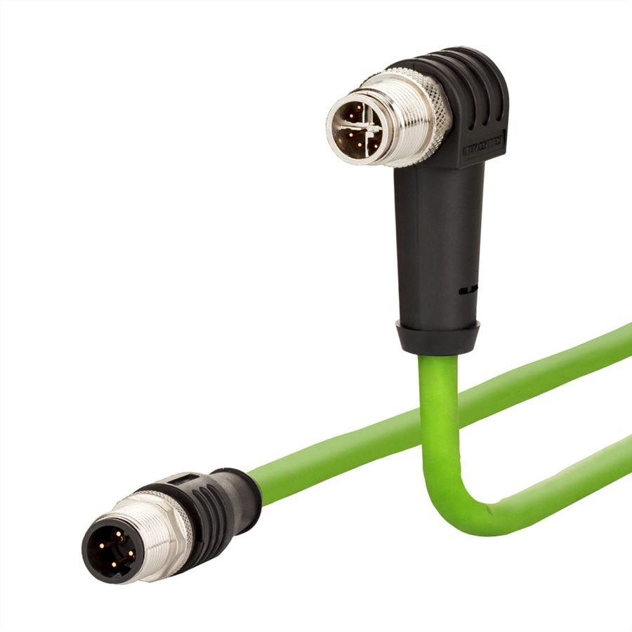 METZ CONNECT Verbindungsleitung M12 ST-M12 ST, 8-pol X-kodiert, gerade-gewinkelt, 2 m