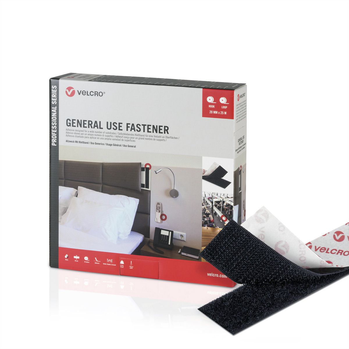 VELCRO® General Use Fastener 25m Hakenband 25m Flauschband, Haken & Flausch 20mm schwarz