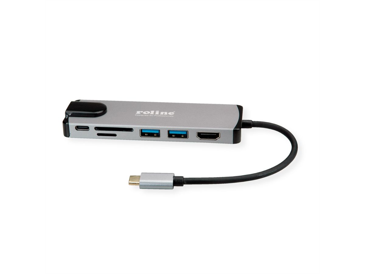 ROLINE USB 3.2 Gen 2 Typ C Multiport Docking Station, 4K HDMI, Card Reader, LAN