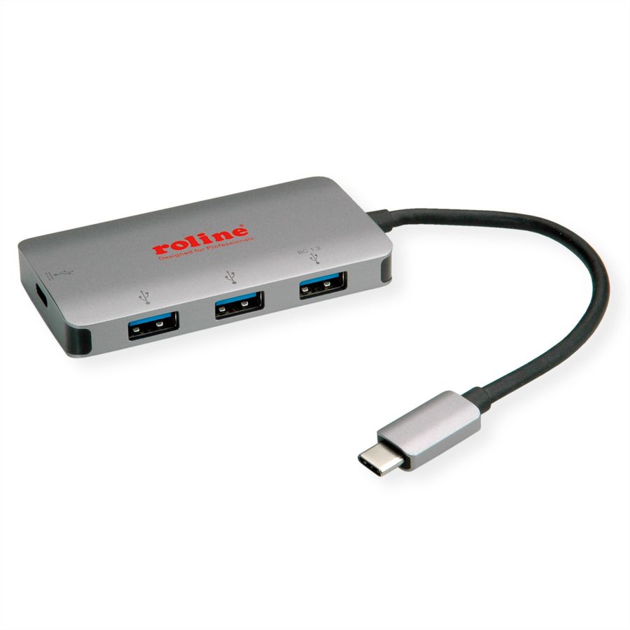 ROLINE USB 3.2 Gen 1 Hub, 3fach, Typ C Anschlusskabel (PD+Data)
