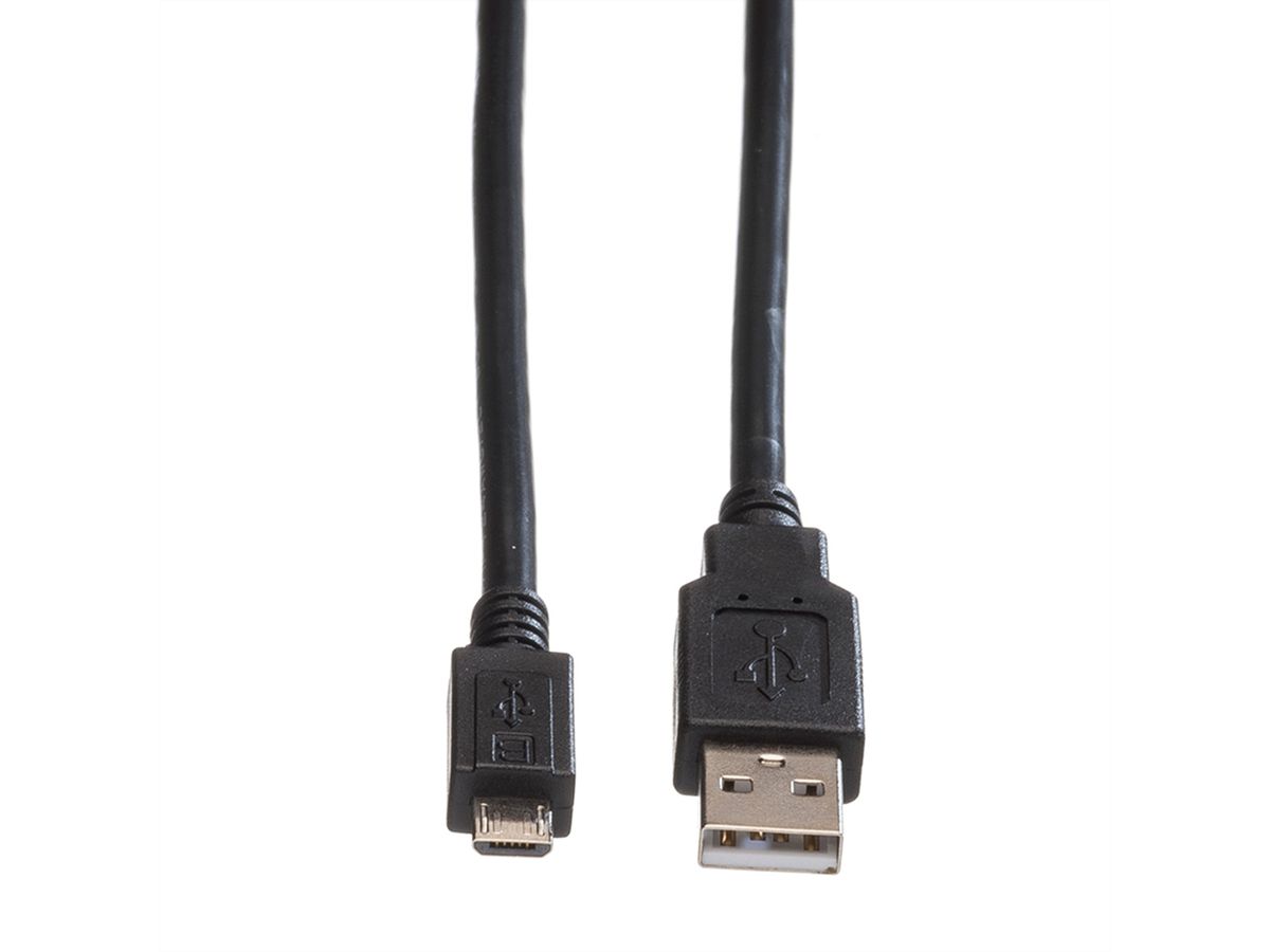 ROLINE USB 2.0 Kabel, USB A ST - Micro USB B ST, schwarz, 1,8 m