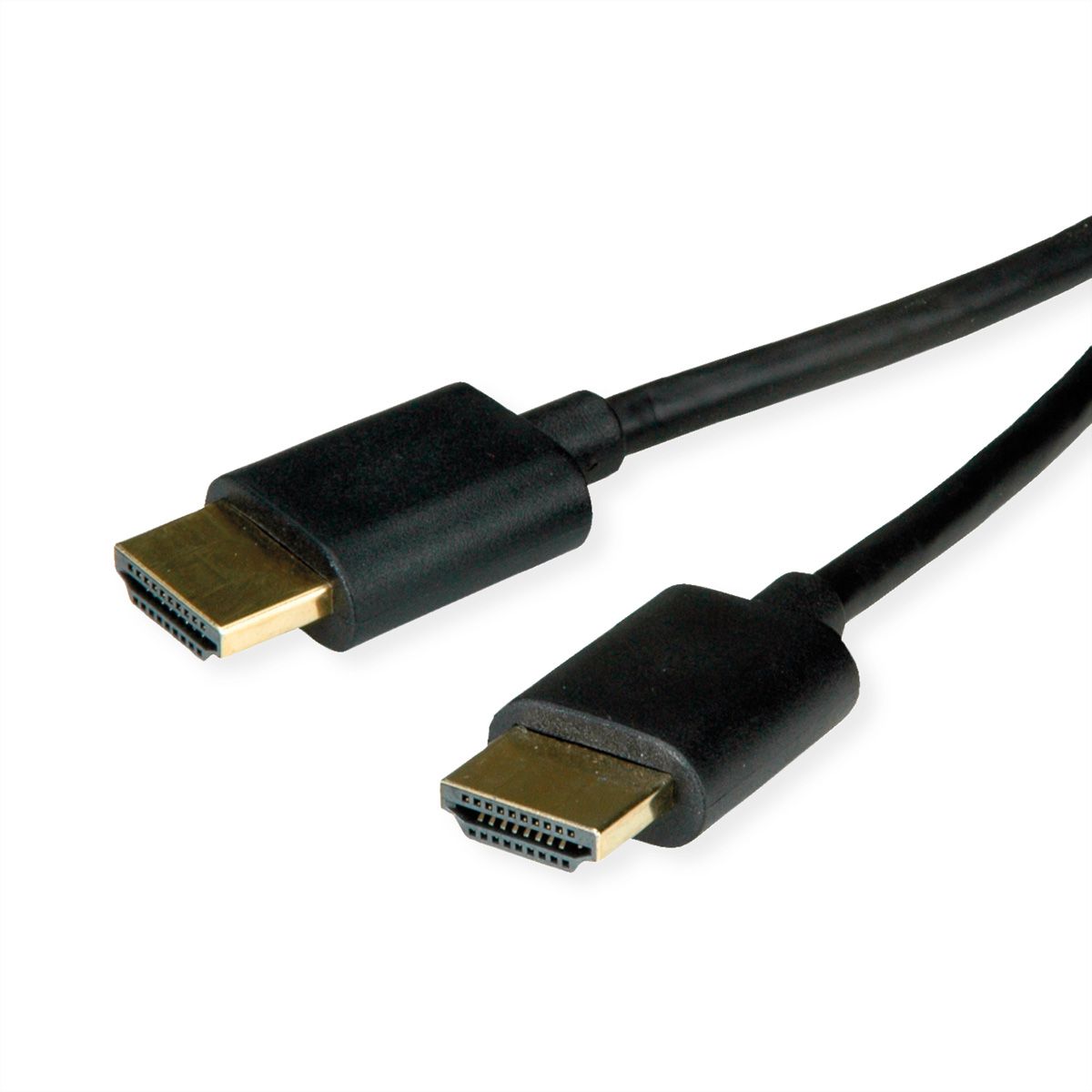 ROLINE HDMI High Speed Kabel mit Ethernet, Slim, ST-ST, schwarz, 1,5 m