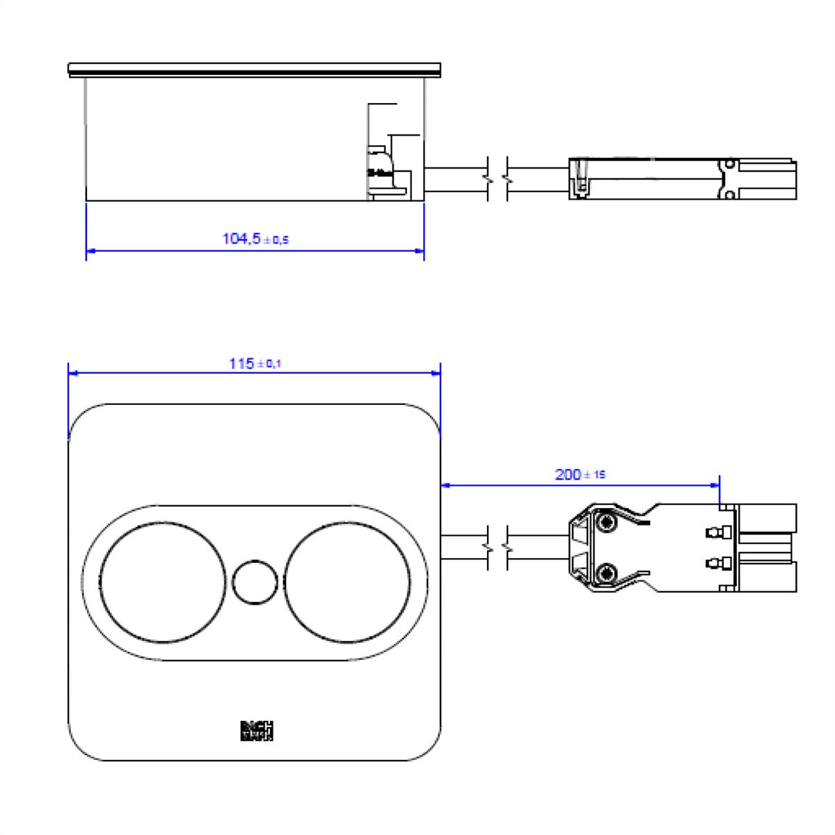BACHMANN TWIST 2 1xCEE7/3 1xUSB A/C 22W 0,2m GST18 silber eckig