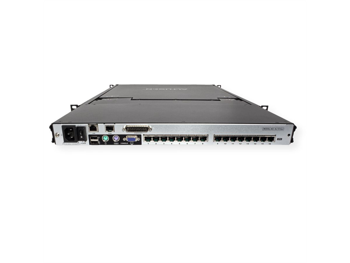 ATEN KL1516AiM KVM Over-IP Switch, 43cm TFT, VGA, PS/2-USB über Kat 5, 16 Ports, IT-Layout