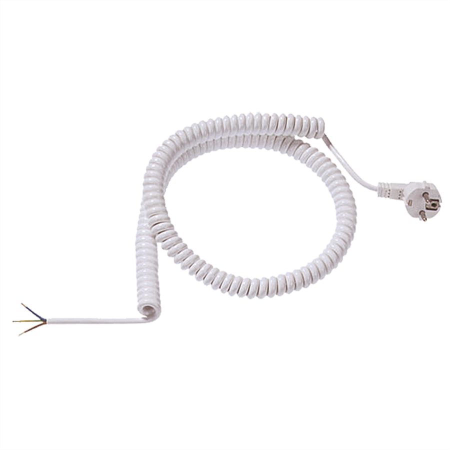 BACHMANN Wendelleitung 0,5-2m weiss, H05VV-F 3G1,5mm² AEH/CEE7/7