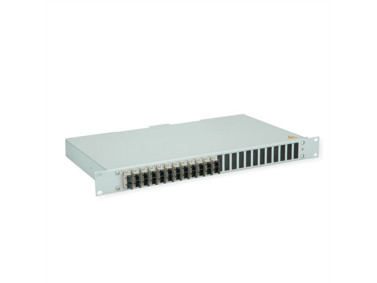 TELEGÄRTNER BASIS eco LWL-Panel mit Kupplungen, 12x SC Duplex, beige, OM2