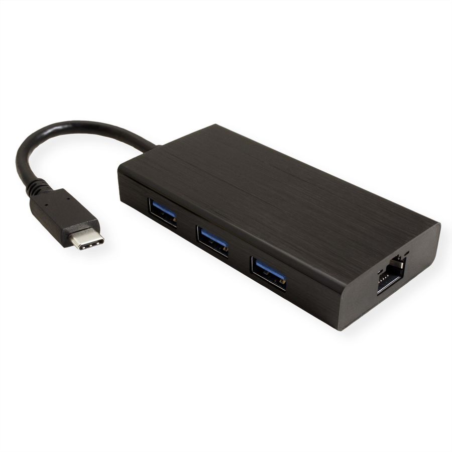VALUE USB-C zu Gigabit Ethernet Konverter + Hub