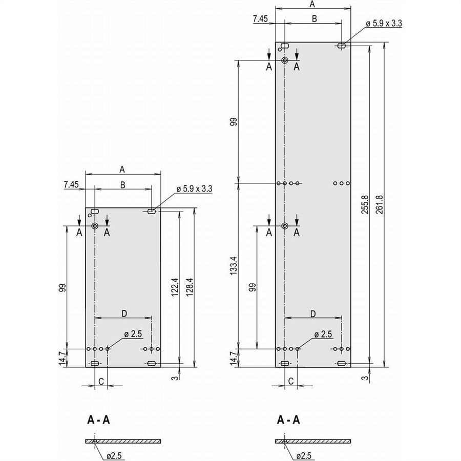 SCHROFF Frontplatte, ungeschirmt - FRONTPLAT.EMC 6HE 10TE EL/CR
