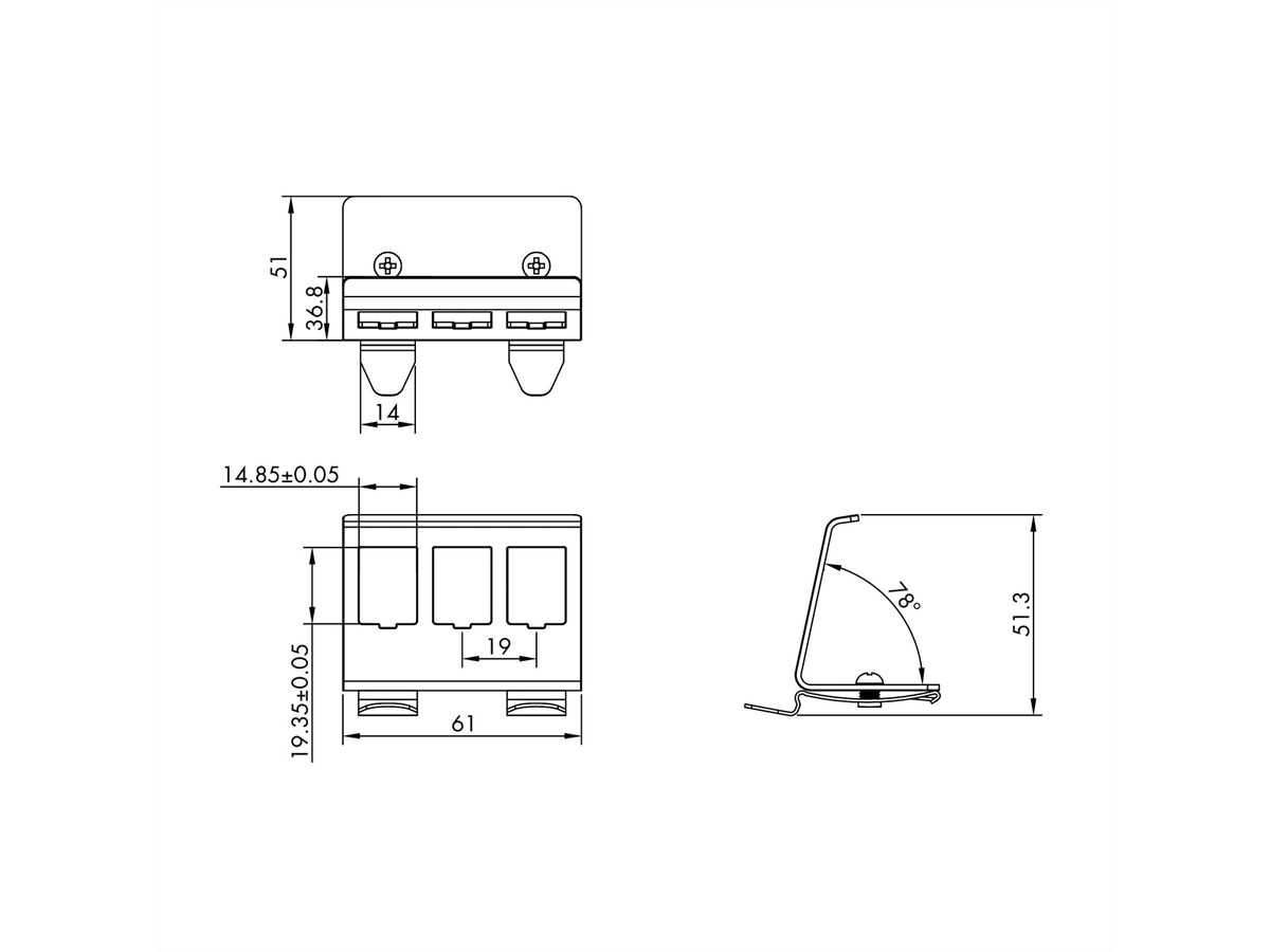 ROLINE Hutschienen-Adapter unbestückt, für 3 Keystones