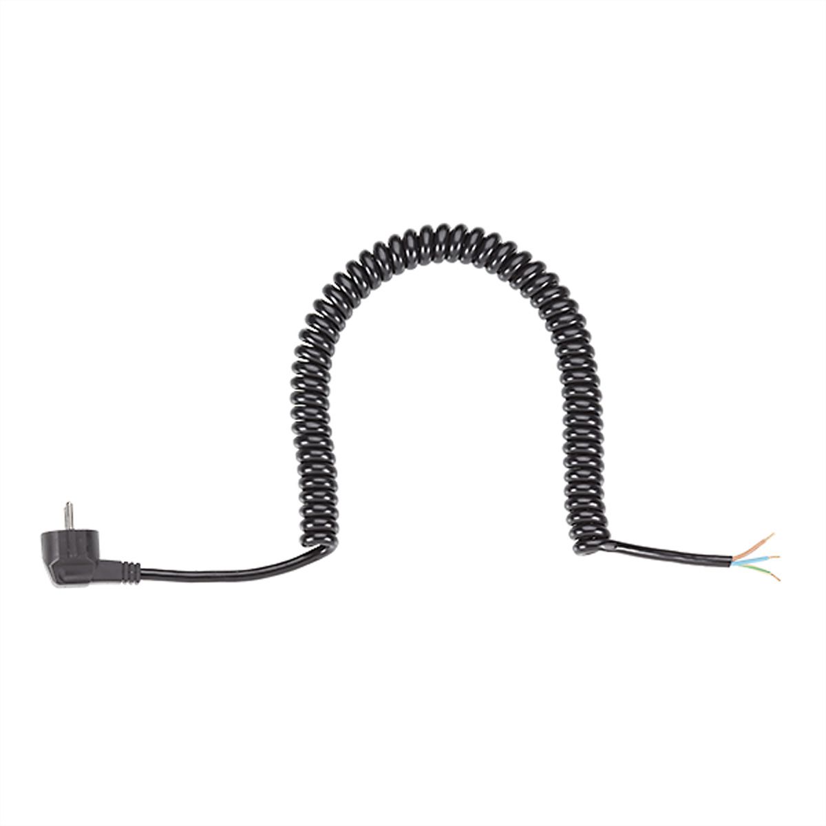BACHMANN Wendelleitung 1-4m schwarz, H05VV-F 3G1,5mm² AEH/CEE7/7