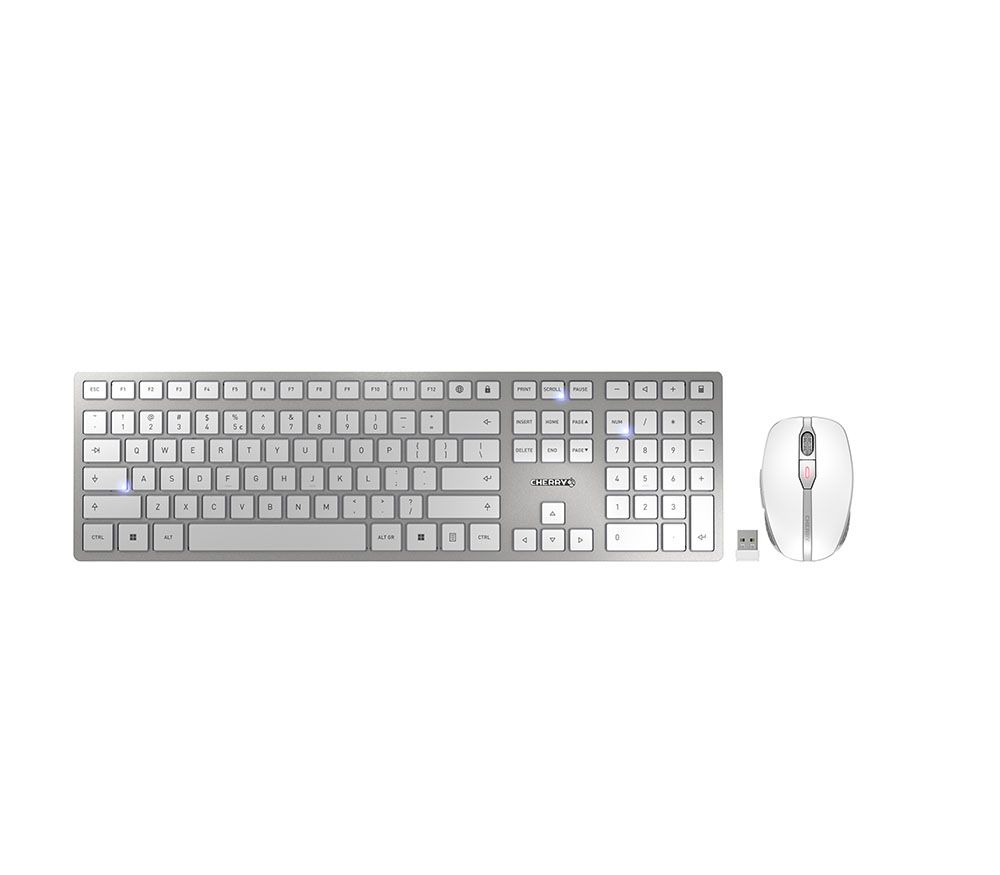 CHERRY DW 9100 SLIM Tastatur Maus enthalten Universal RF Wireless + Bluetooth QWERTY US Englisch Silber