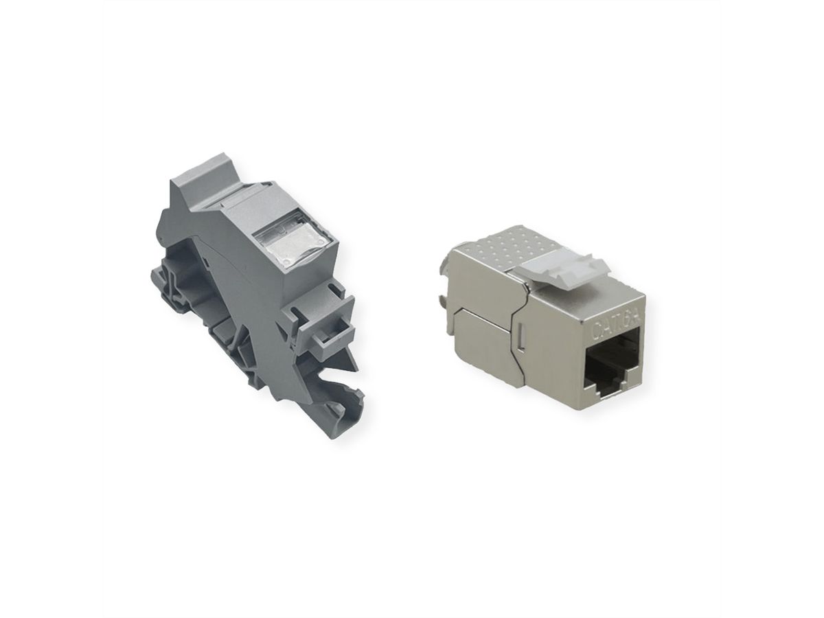ROLINE Tragschienenadapter für Keystone Module, inkl. Cat.6A Keystone, geschirmt, 45°