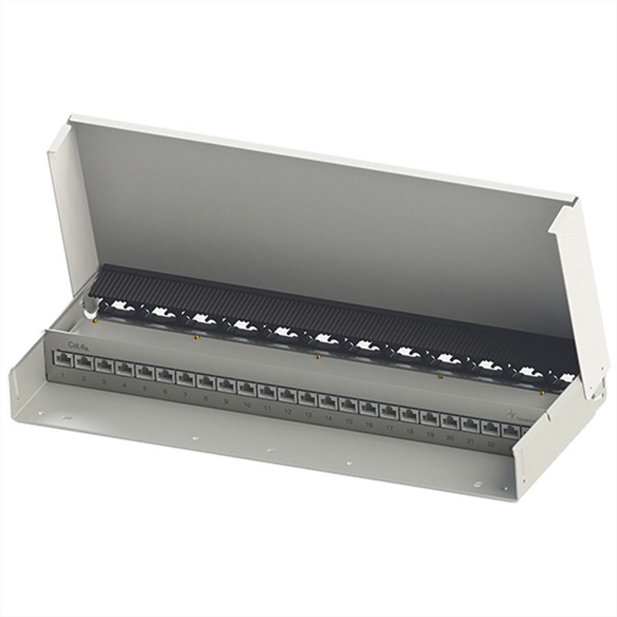 TELEGÄRTNER Mini-Verteiler MPD24 Cat.6A (Class EA), für Wandmontage, 24 Ports
