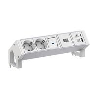 BACHMANN DESK2 ALU WHITE 2xCEE7/3 1xSchalter 1xUSB A/C 22W 0,2m