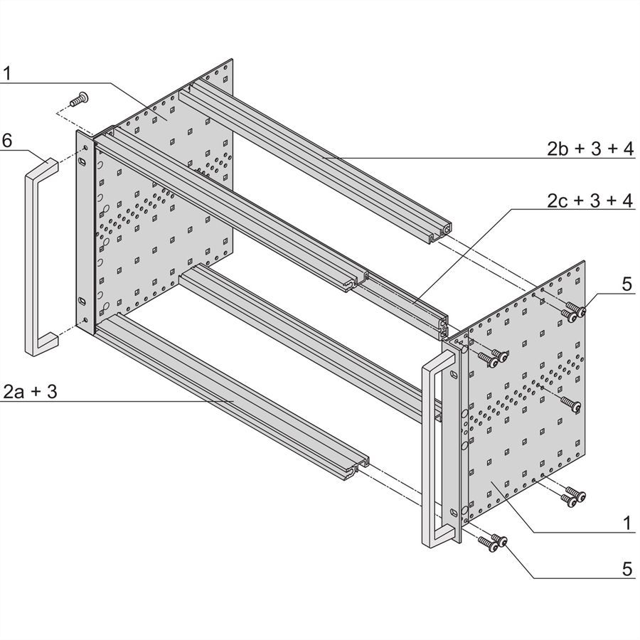 SCHROFF BGTR H M.GR.6HE 84TE 295T KD, Baugruppenträger mit Seitenwand Typ H