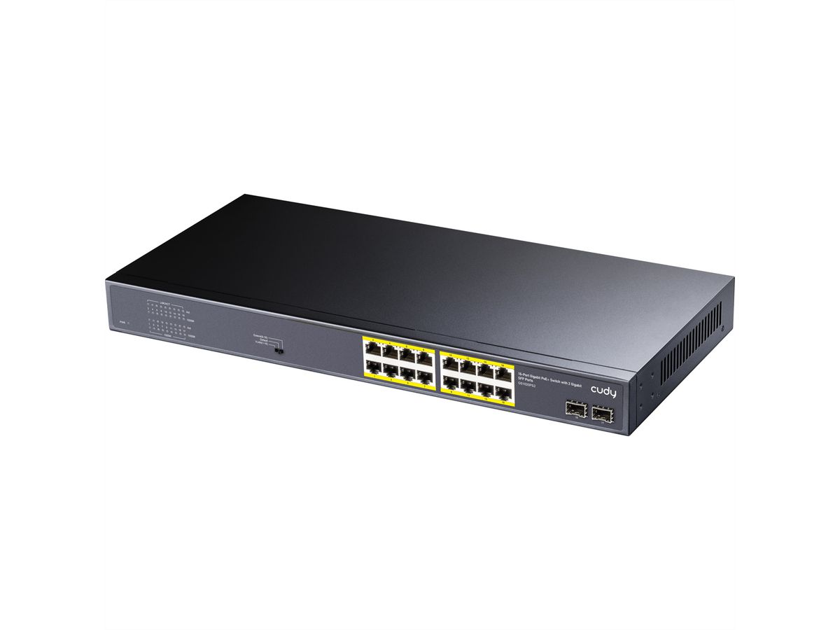 CUDY GS1020PS2 16-Port Gigabit PoE+ Switch 2 Gigabit SFP Ports 200W