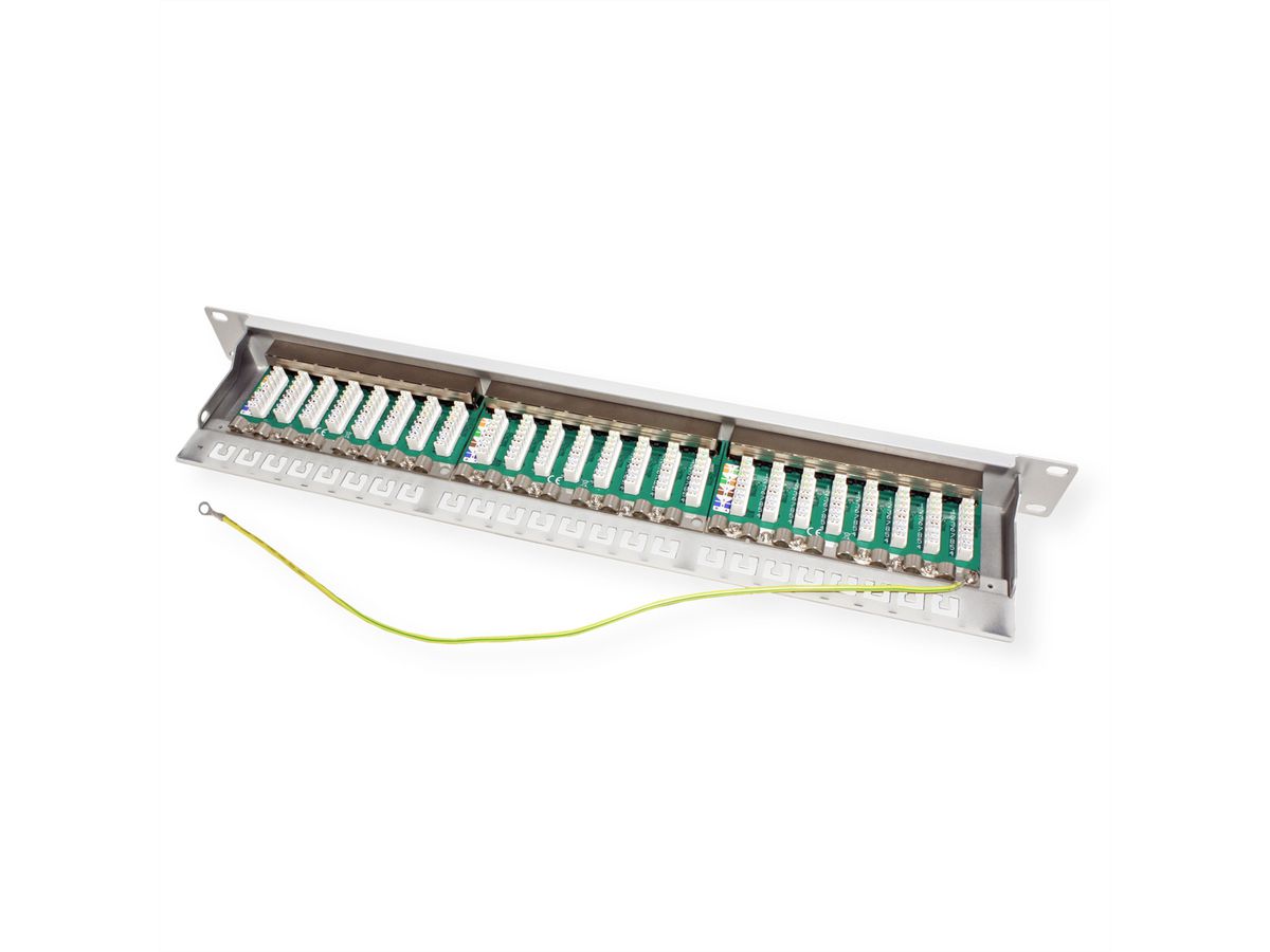 VALUE Kat.6A (Class EA) 19"-Patchpanel, 24 P, geschirmt, grau