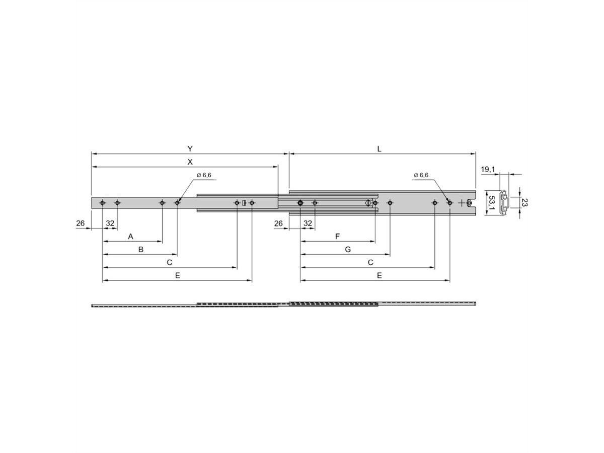 SCHROFF Universal 2 HE, Schwerlast Teleskopschiene - TELESKOPSCH.UNI.2HE 400T(2X)