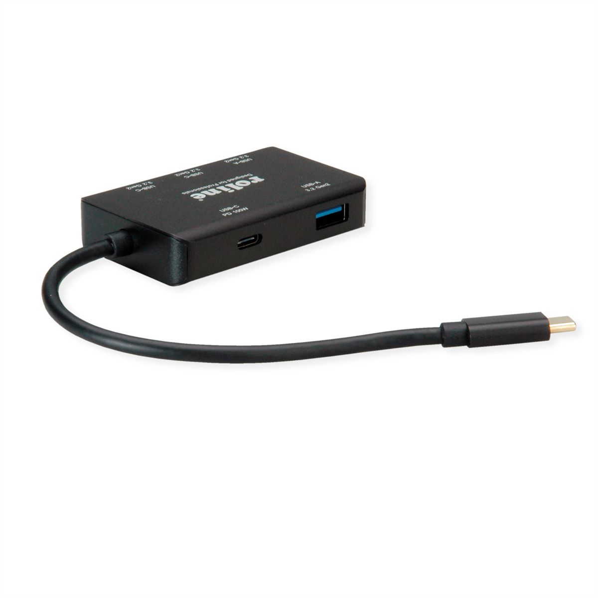 ROLINE USB 3.2 Gen 2 Hub, 4fach (2x USB-A + 2x USB-C), PD, Typ C Anschlusskabel