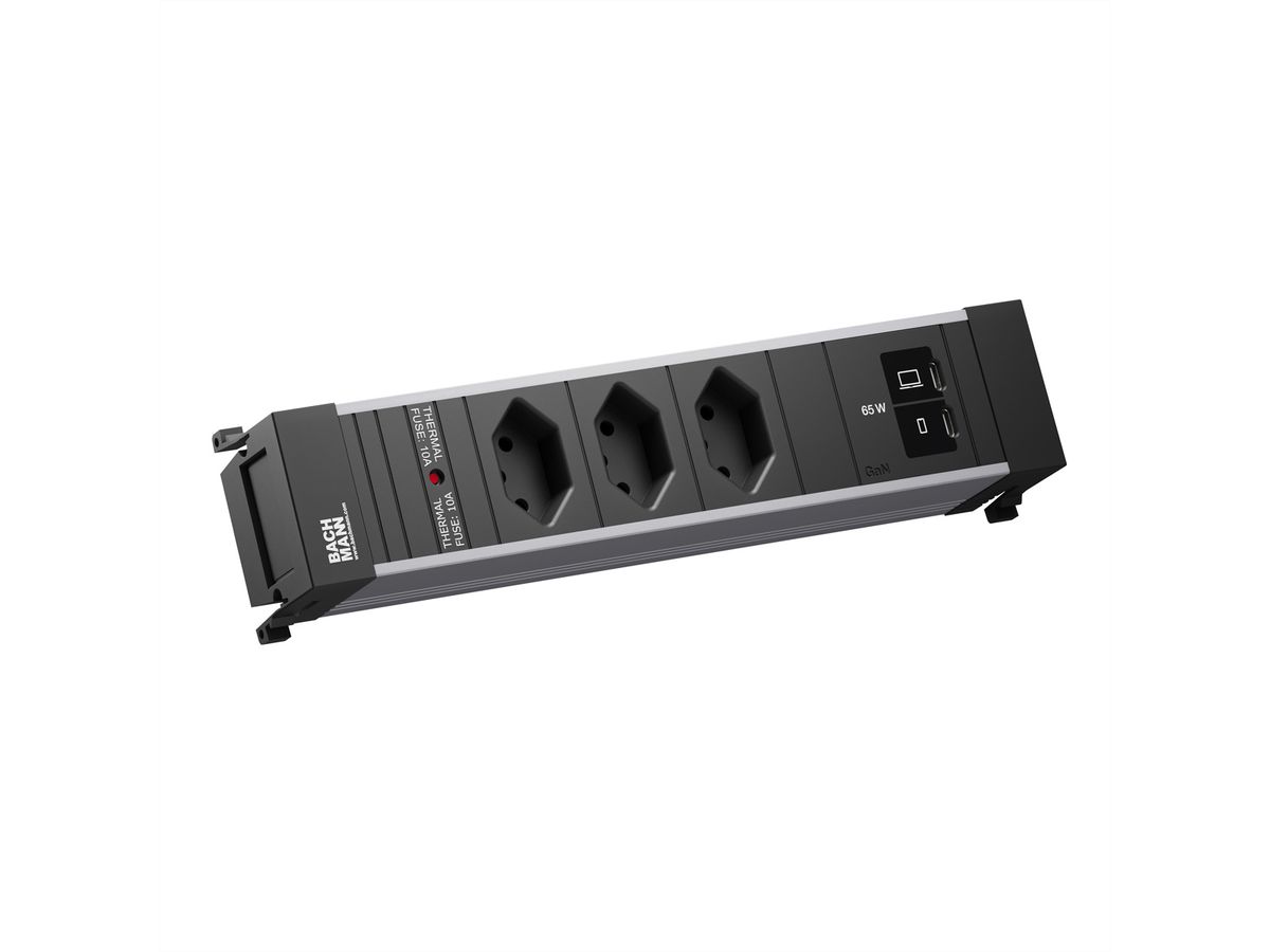 BACHMANN POWER FRAME M 3xCH 0°, 1xUSB C/C 65W L=0,2m