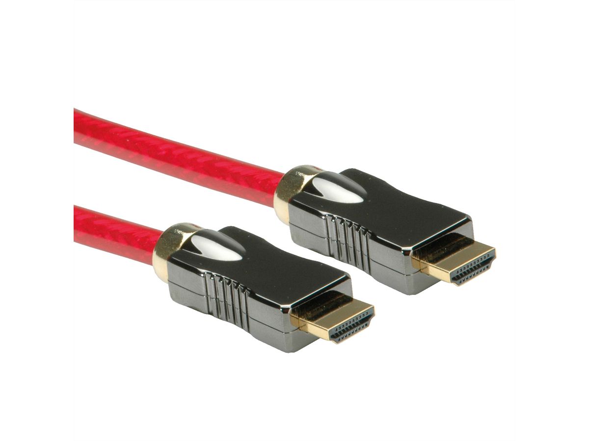 ROLINE 8K HDMI Ultra HD Kabel mit Ethernet, ST/ST, rot, 2 m