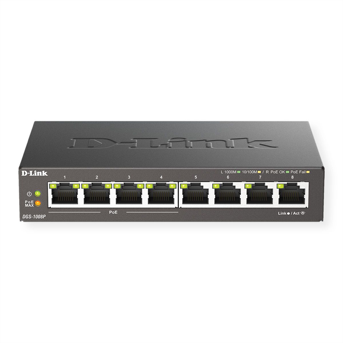 D-Link DGS-1008P 8-Port Gigabit PoE+ Unmanaged Desktop Switch