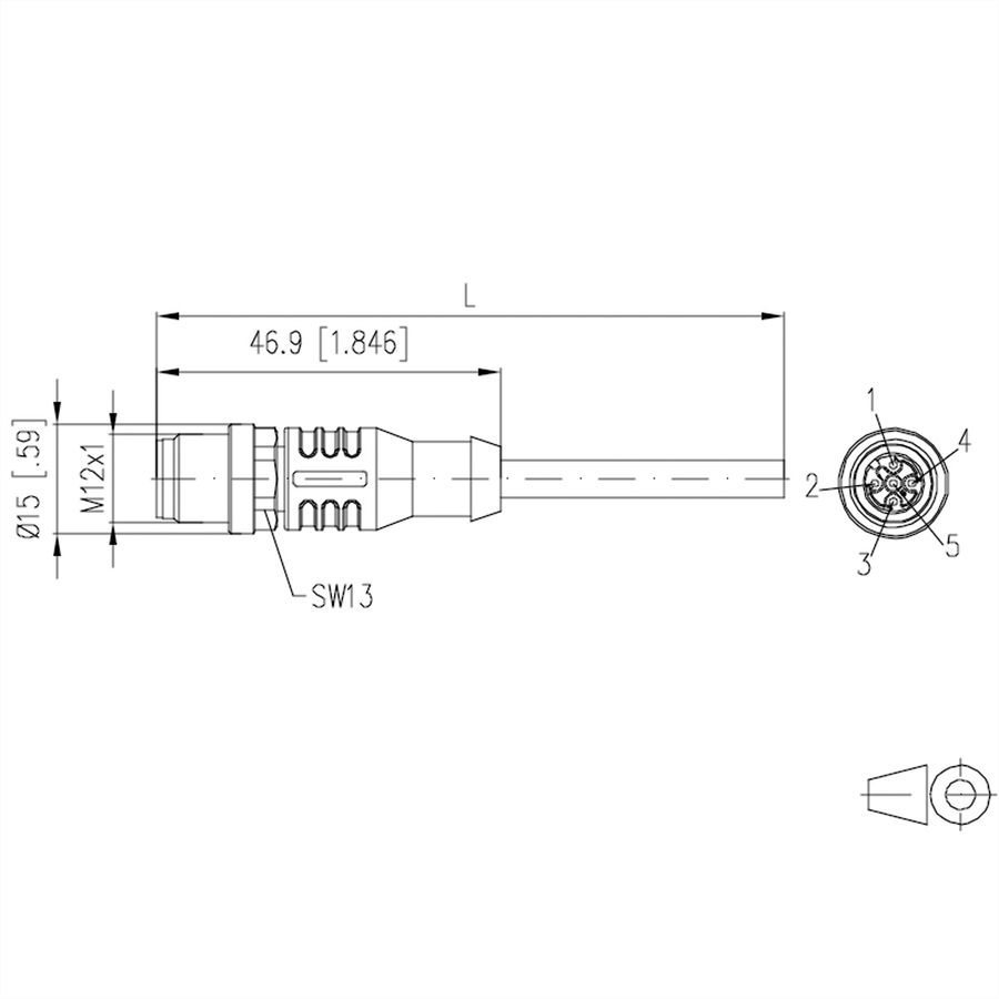 METZ CONNECT Sensor-/Aktorltg., M12-ST A-kodiert, gerade-freies Ende, ungeschirmt, 5polig, PUR, 2 m