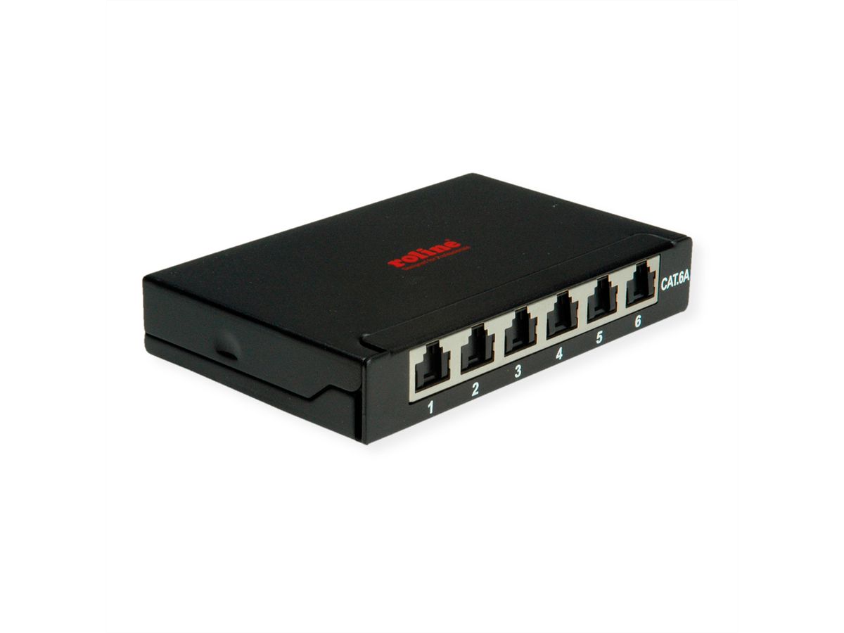 ROLINE Mini-Patchpanel, Kat.6A (Class EA), 6x RJ45, 0,5HE, geschirmt, schwarz