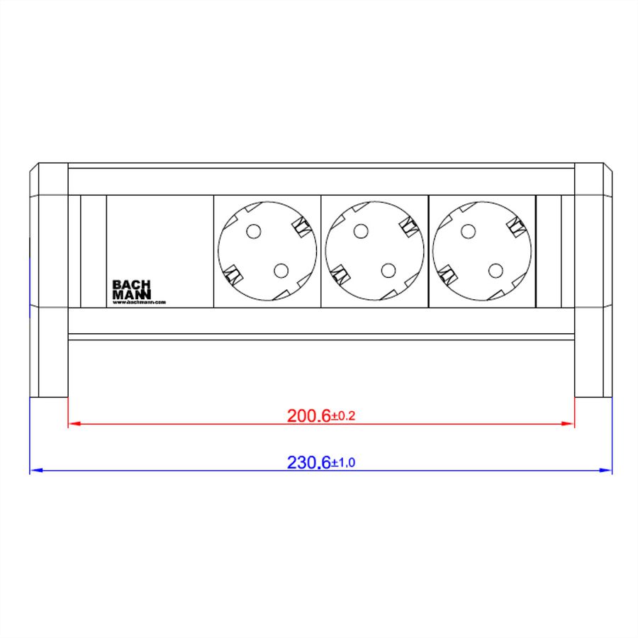 BACHMANN DESK 3x Schutzkontakt, mit Haltewinkeln