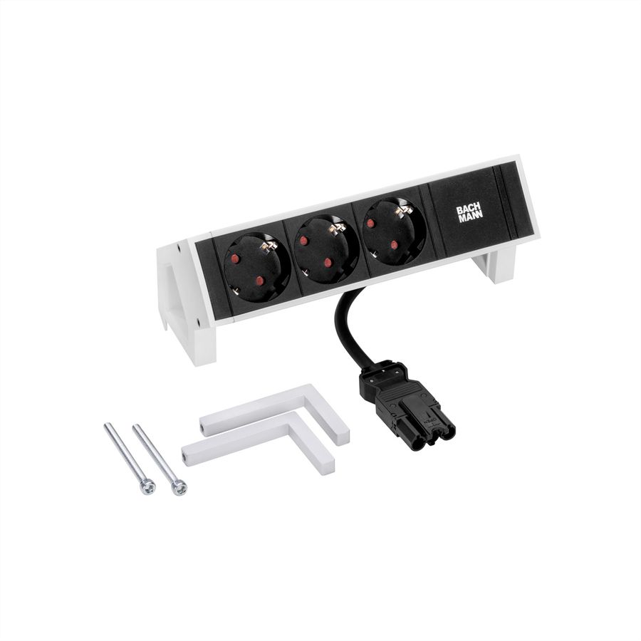 BACHMANN DESK2 3x Schutzkontakt GST18, weiß