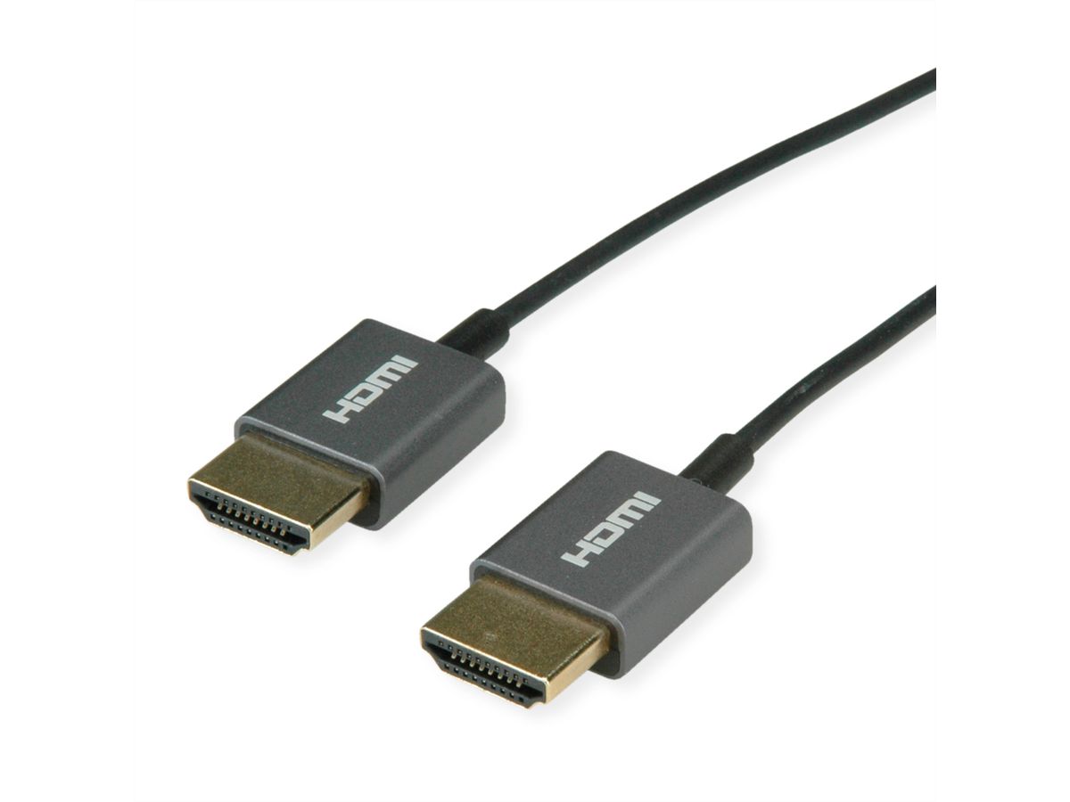 ROLINE 4K HDMI Ultra HD Kabel mit Ethernet, ST/ST, ultra-slim, koaxial, schwarz, 2 m