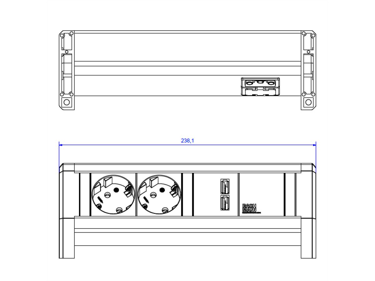 BACHMANN DESK 2x Schutzkontakt 1x USB Charger