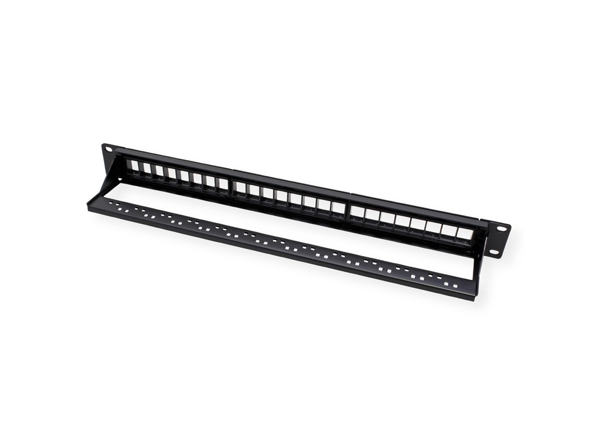 VALUE 19"-Keystone-Modulträger, 24 Ports, 1HE, ungeschirmt, schwarz