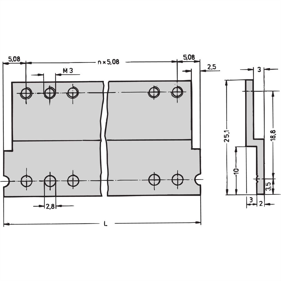 SCHROFF Z-Schiene für Steckverbinder nach DIN 41617, 31-polig (DIN 41617) - Z-SCHIENE 39TE F.DIN41617