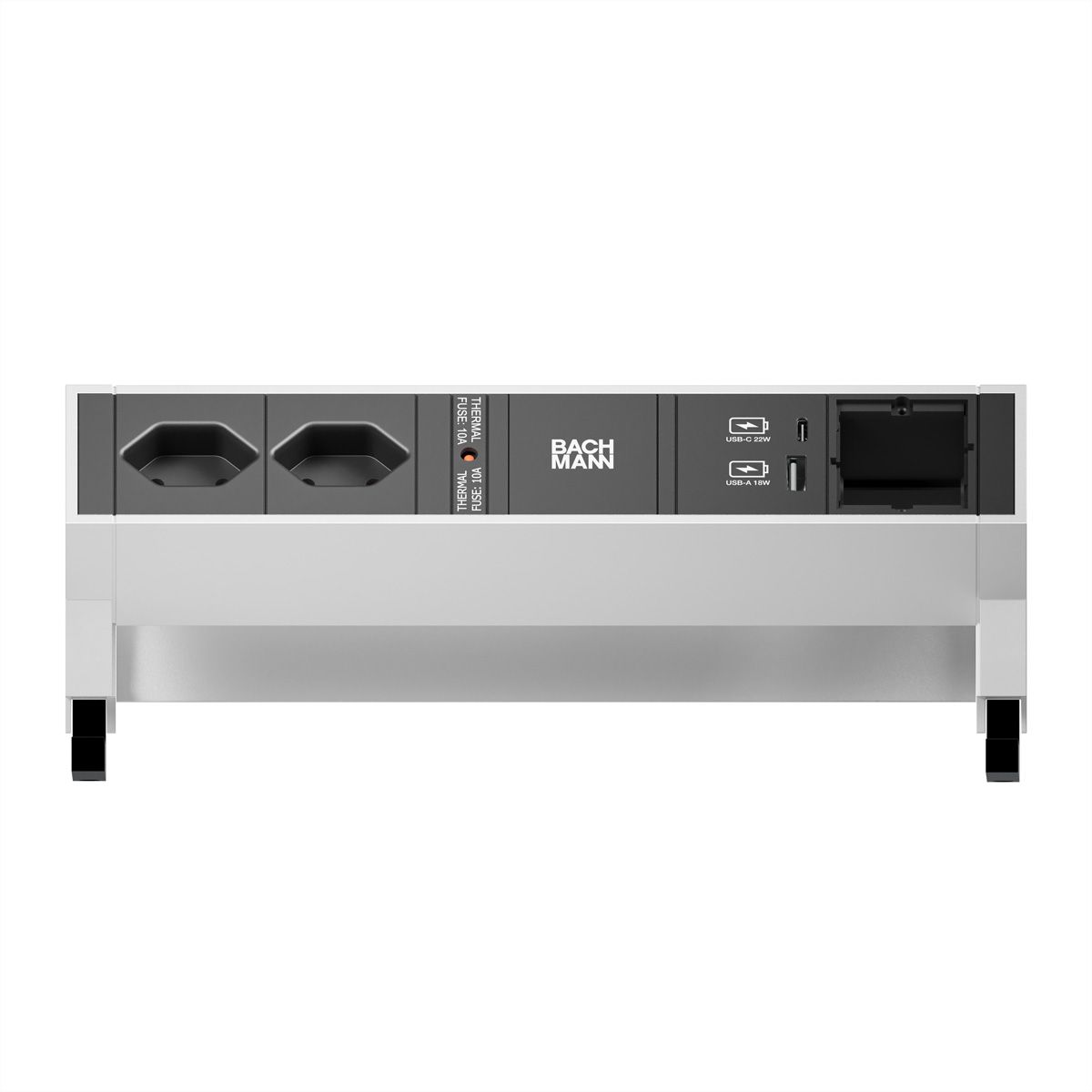 BACHMANN DESK2 2xCH 1xUSB A/C 22W 1xCM, 0,2m GST18 INOX Schweiz