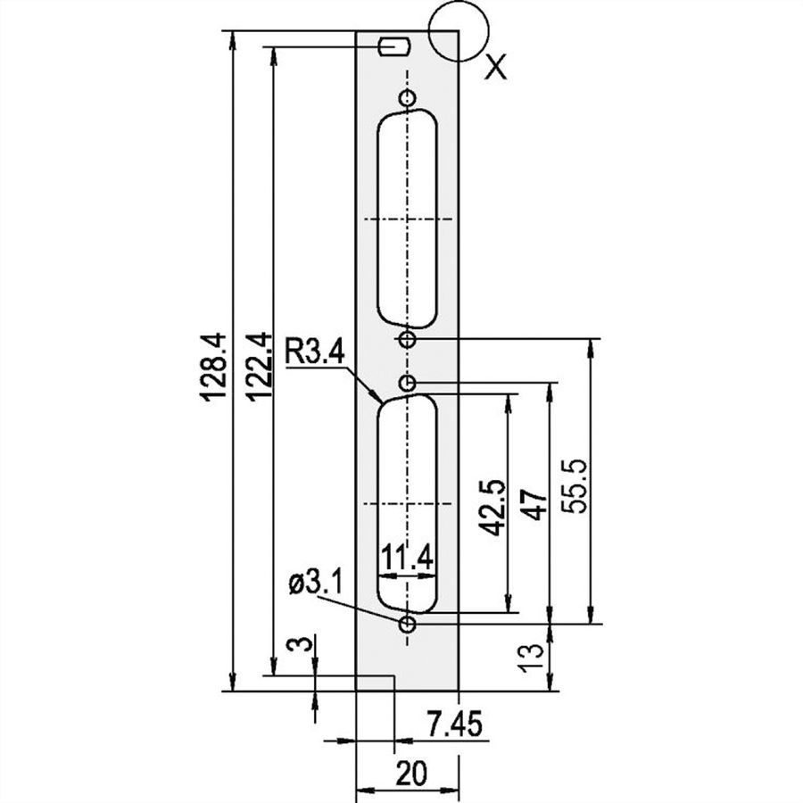 SCHROFF Frontplatten für D-Sub Steckverbinder - TEILFRONTPL.3HE 4TE 2X25 DC