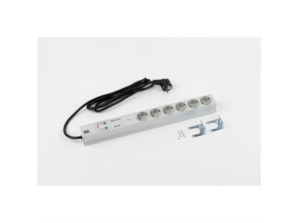 BACHMANN 19" Steckdosenleiste 6-fach mit GVS ohne Schalter