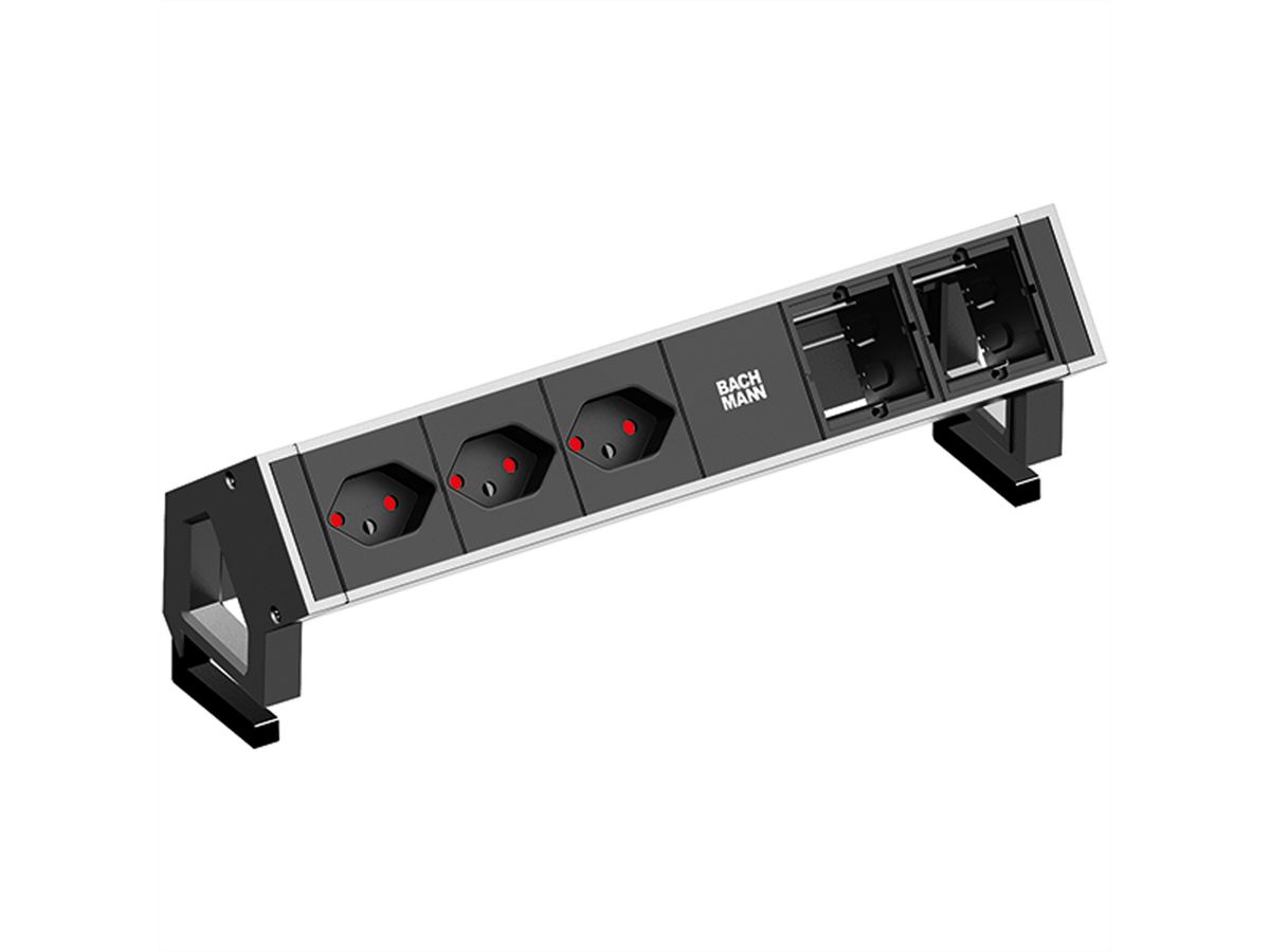 BACHMANN DESK2 3xCH T13 90° 2xCM, Strom 0,2m GST18 Inox lackiert Schweiz