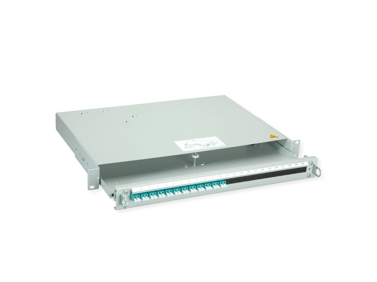TELEGÄRTNER PROFI V LWL-Panel mit Kupplungen, 12x LC Duplex, türkis, OM3