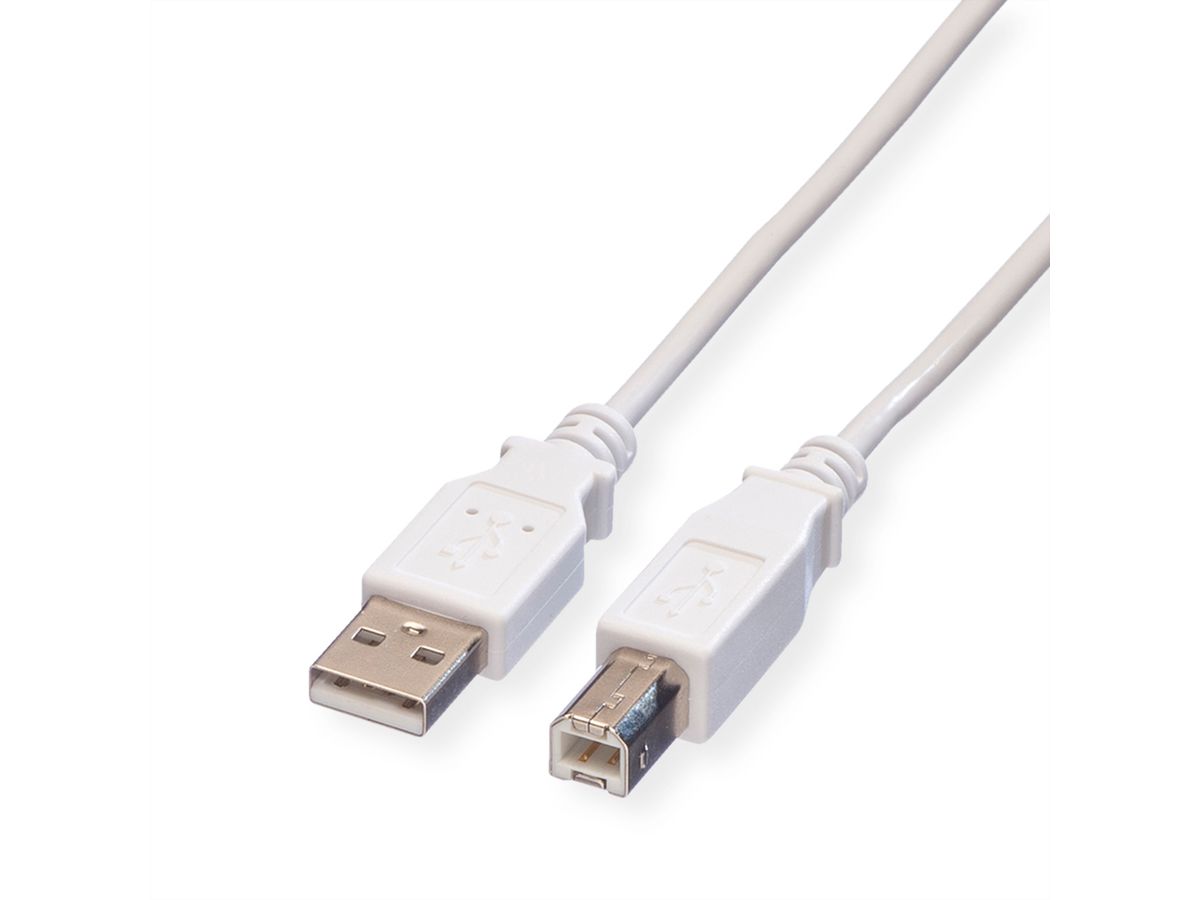 VALUE USB 2.0 Kabel, Typ A-B, weiß, 4,5 m