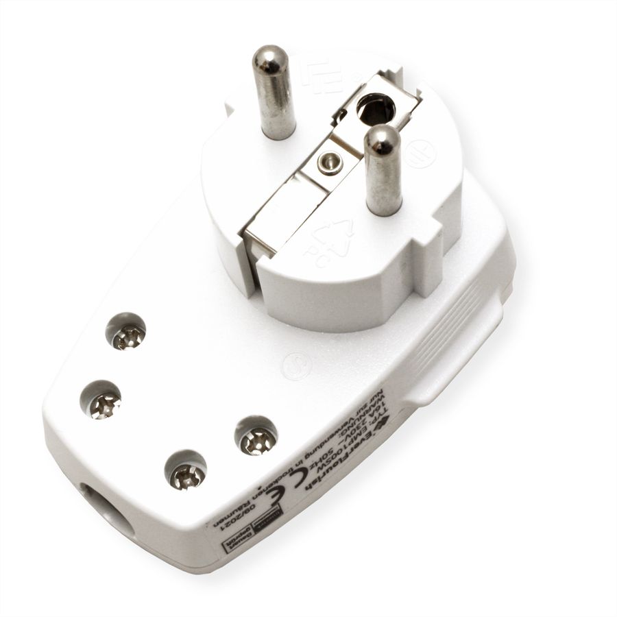 BACHMANN Schutzkontaktstecker, weiß, abschaltbar Wippschalter 2-p