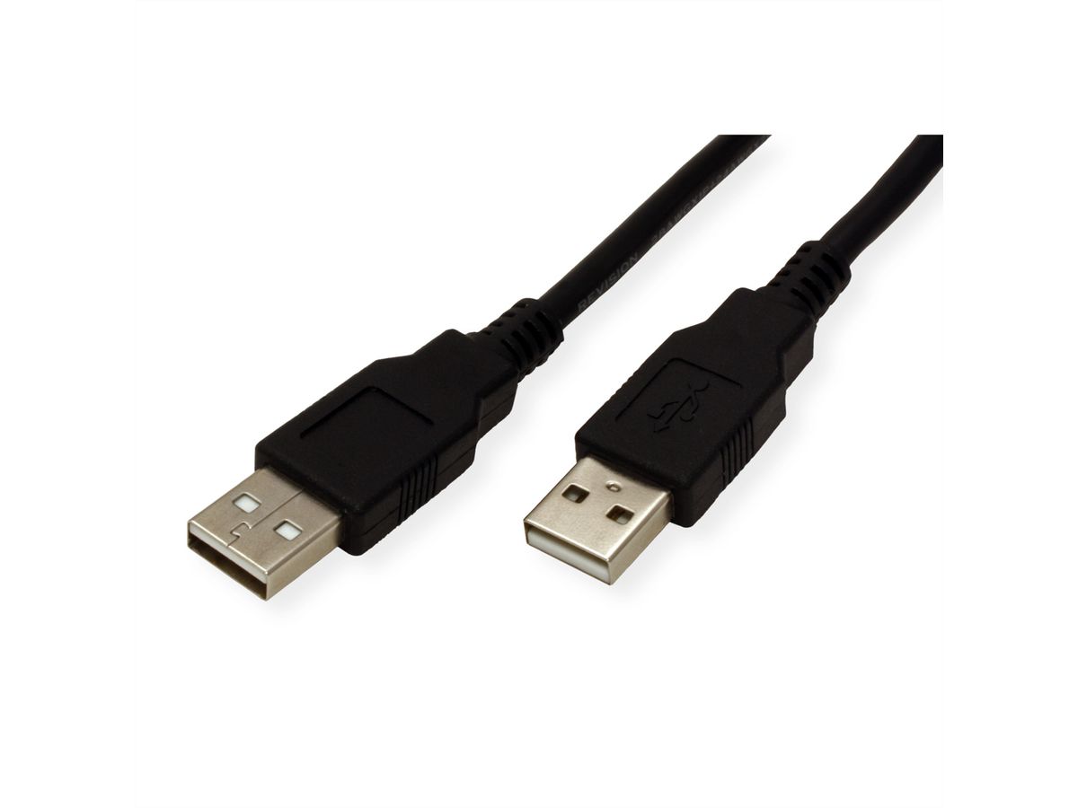 ROLINE USB 2.0 Kabel, Typ A-A, schwarz, 0,8 m