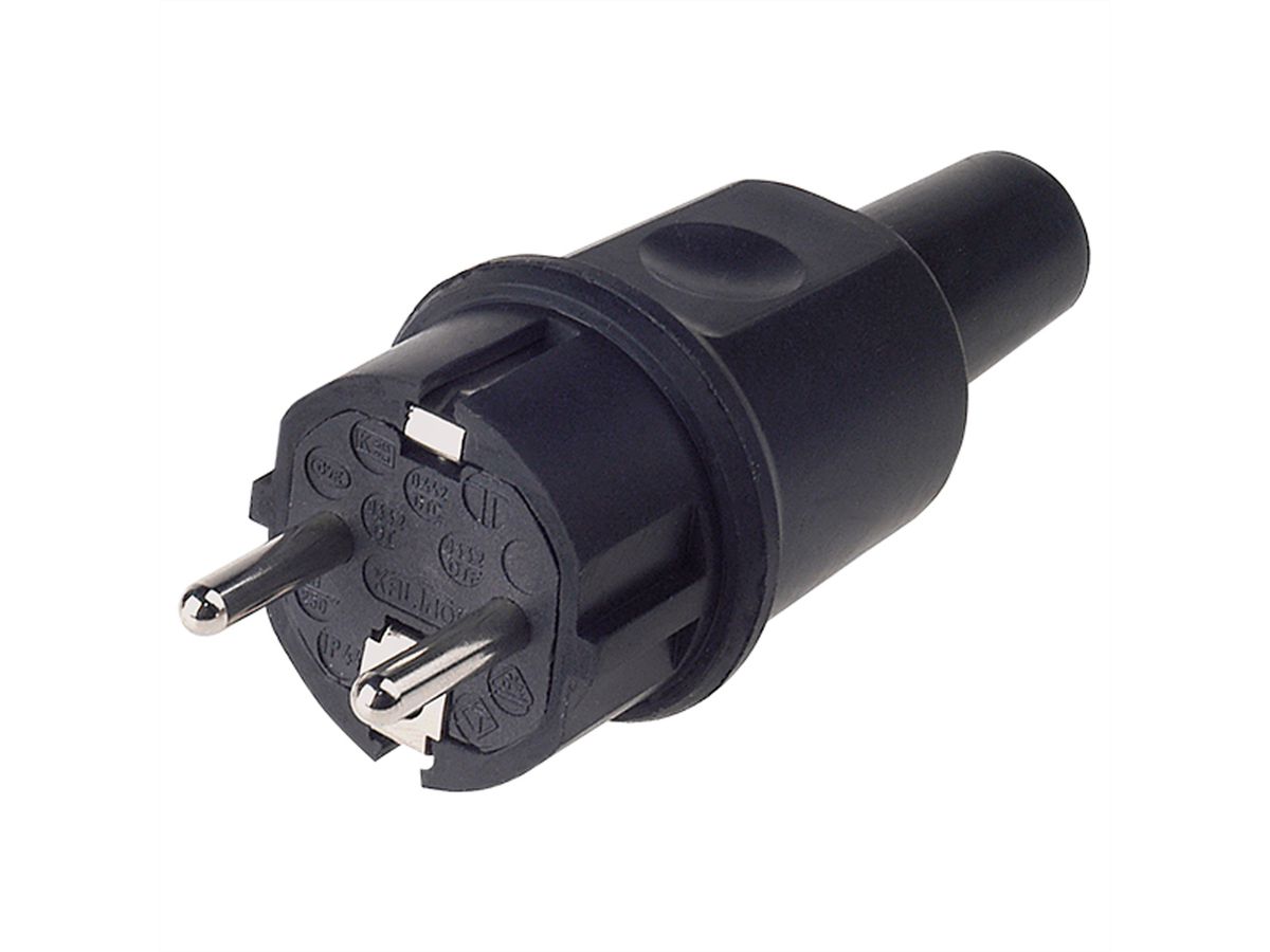 BACHMANN Vollgummi Stecker, französisches System, IP44, schwarz