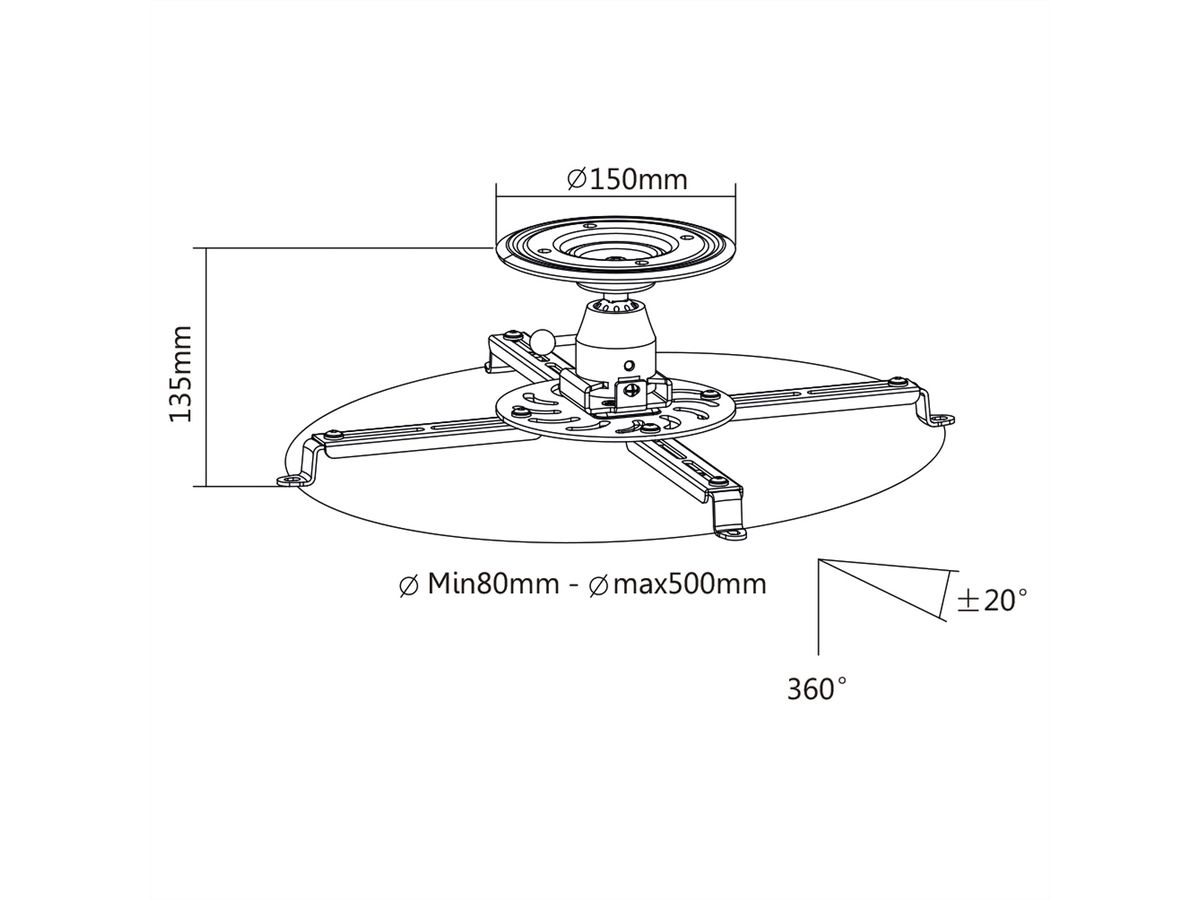 VALUE Projektor-Deckenhalter, klein, bis 25 kg