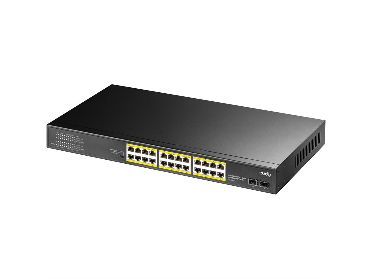 CUDY GS1028PS2 24-Port Gigabit PoE+ Switch 2 SFP Ports 300W
